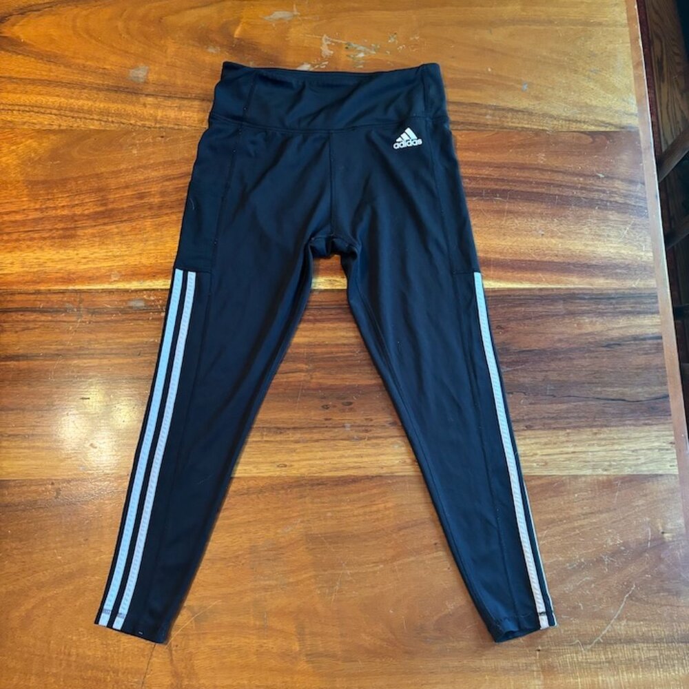 Adidas leggings - Black w/ Adidas stripes down sides - Small (Juniors)